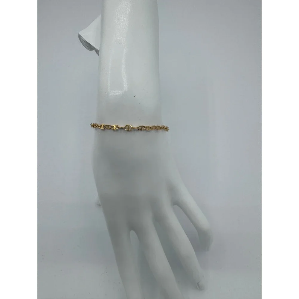 Oshena Dainty Oval Sunburst Chain Link Bracelet Women Gold Lobster Clasp